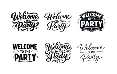 Fototapeta premium Creative Typography Variations. Event Greeting Typography. Set lettering. harmonious lettering variations of the same emblematic concept, each with different