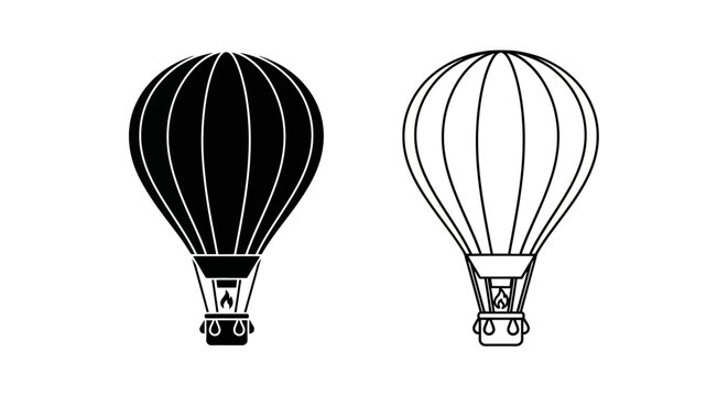 Hot air balloon illustration black white vector Vector