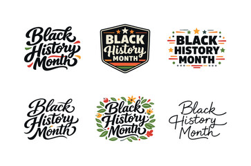 Obraz premium Creative Lettering Grid. Black History Month. Set lettering. harmonious lettering variations of the same emblematic concept, each with different artistic