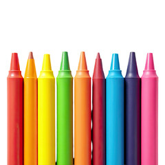 A collection of vibrant crayons arranged side by side, ideal for art projects or creative inspiration