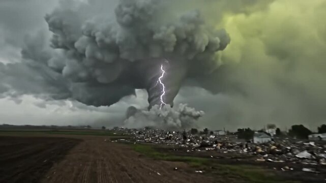 Massive Tornado In Countryside Storm