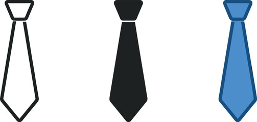 Minimalist Tie Icons. Symbol of discipline expressed as a minimalist tie icon standing upright to convey formality, responsibility