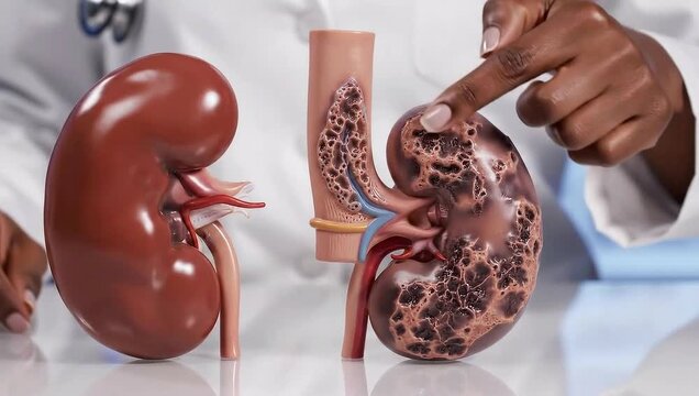 Comparison of Healthy Kidney Model Versus Diseased Kidney Model with Stones.