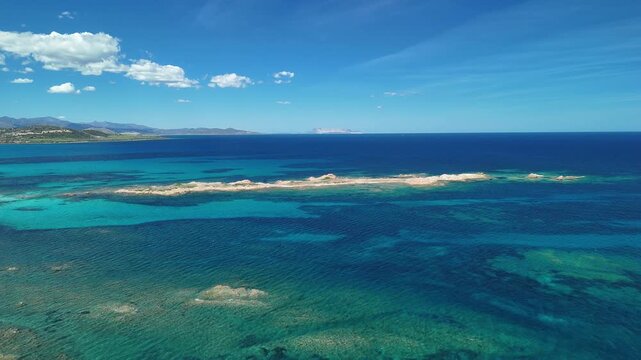 Aerial view of Sardinia east coast, Siniscola, Nuoro, Sardinia, Italy