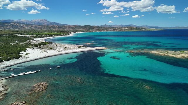 Aerial view of Sardinia east coast, Siniscola, Nuoro, Sardinia, Italy