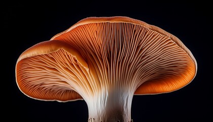 Intricate Orange And Brown Textured Mushroom Cluster On Black Background