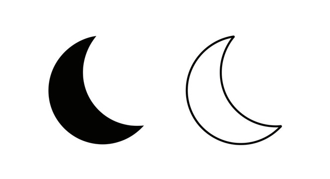 Minimalist crescent moon icons set Vector