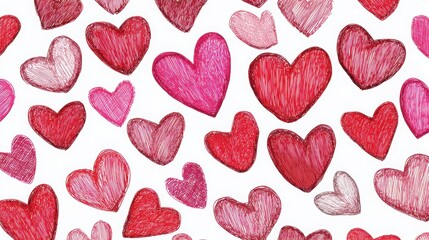 romantic abstract background with hand drawn hearts