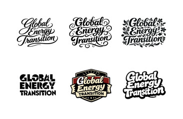 Obraz premium Energy Transition Lettering Grid. Global energy transition lettering. Set lettering. harmonious lettering variations of the same emblematic concept, each with