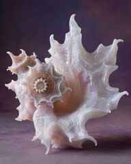 Obraz premium Ornate Seashell Closeup Against Purple Background