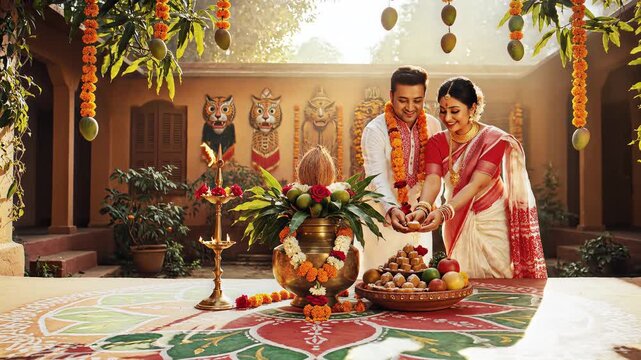 Bengali New Year Symbolic Prosperity Scene