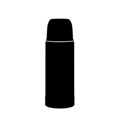 A sleek black thermos with a white line around the middle