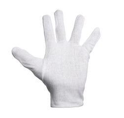 Obraz premium Hand in cloth glove isolated on white
