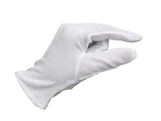 Hand in cloth glove isolated on white