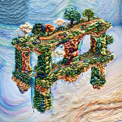 Obraz premium Star-Shaped Bonsai Tree in Ethereal 3D Yarn Cloudscape