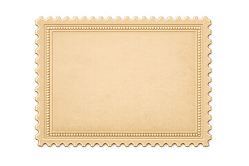 Obraz premium Blank vintage postage stamp with perforated edge and textured paper, creating empty space for content, transparent background