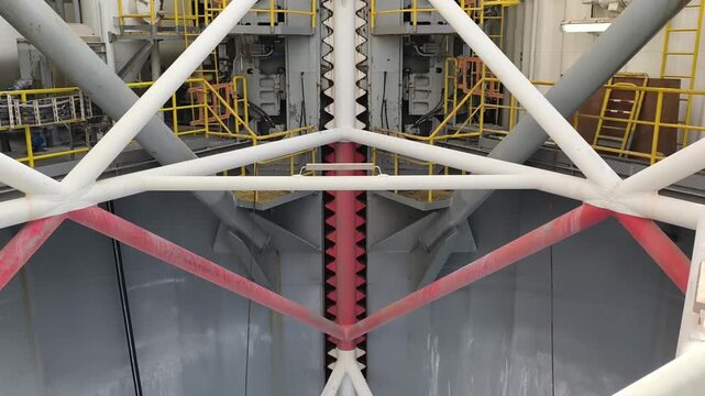 Jack up rig legs, fixation system and jacking motor on a jack up rig.
