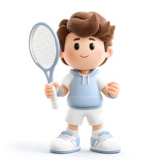 Cartoon boy holding a tennis racket