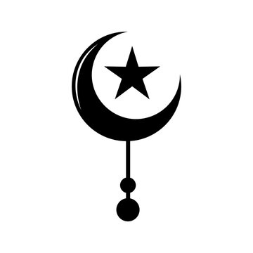 Islam symbol vector, star and crescent logo icon, moon symbol in islam, moon symbol islam. Illustration of Crescent Moon and Star Symbolizing Islamic Faith and Cultural Significance during Ramadan