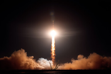Fototapeta premium Night rocket launch