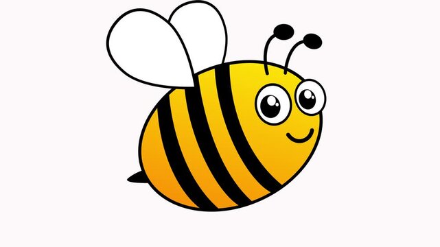 Flying happy bee animation. Cute bumblebee animated video.