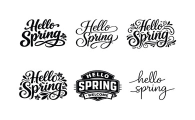 Fototapeta premium Seasonal Lettering Variations. Seasonal Quotes. Set lettering. harmonious lettering variations of the same emblematic concept, each with different artistic