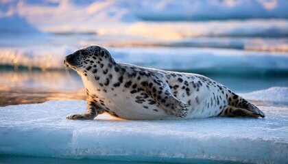 Leopard Seal Resting On Ice With Soft Light And Calm Winter Atmosphere