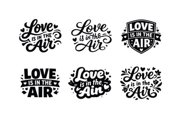 Fototapeta premium Valentine Lettering Styles. Valentine marketing quotes. Set lettering. harmonious lettering variations of the same emblematic concept, each with different