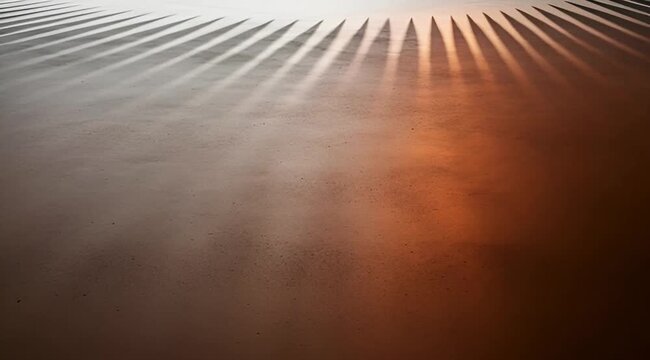 Dramatic Light and Texture Abstract Design: Parallel Linear Rays with Warm Copper-Brown Gradient on Smooth Surface