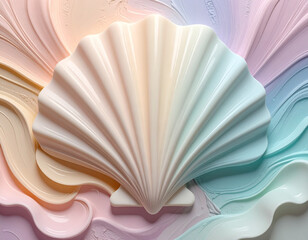 3-Dimensional Pastel Sculpture of a Clam Shell on a Beach 4
