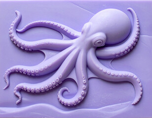 3-Dimensional Relief Sculpture of an Octopus in the Sea 2