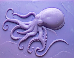 3-Dimensional Relief Sculpture of an Octopus in the Sea 1