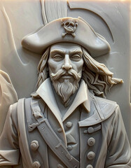 3D Relief Carving of a Pirate 3