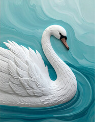 3D Relief Swan Sculpture 4