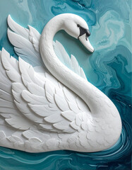 3D Relief Swan Sculpture 2