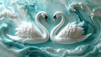 3D Relief Swan Sculpture 1