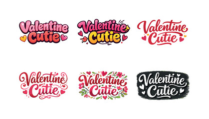 Fototapeta premium Valentine Lettering Art. Valentine kids quotes. Set lettering. harmonious lettering variations of the same emblematic concept, each with different artistic
