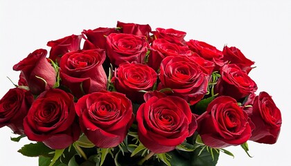 Obraz premium A Stunning Dense Bouquet Of Vibrant Red Roses Beautifully Arranged On Transparent Background