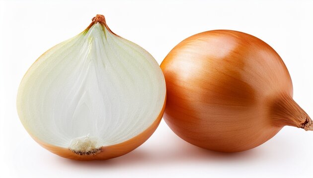 Dwie Surowe Wie E Cebule I Jedna Po Owka Na Bia Ym Tle
