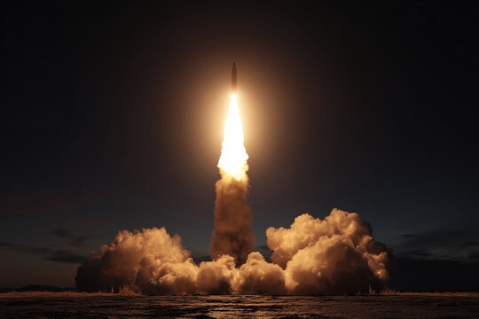 Night icbm launch from underground missile silo