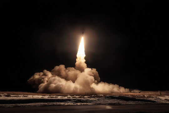 Night icbm launch from underground missile silo