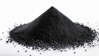 Black Fine Grained Gunpowder For Filling Rifle Cartridge Cases Poured In A Small Pile Highlighted On A White Background Texture Of Black Gunpowder