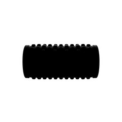 Black cylindrical object with serrated edges