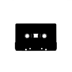 Naklejka premium Black cassette tape icon with reels and label
