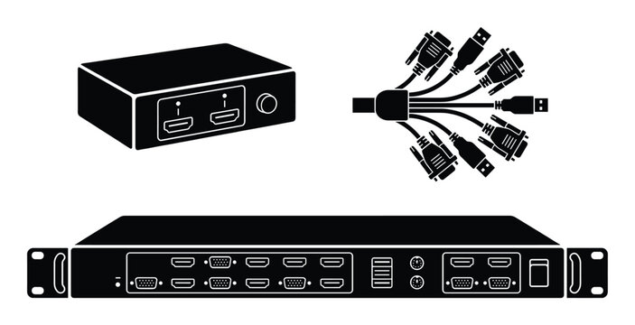 Switch device electronics element for computer and video distributor equipment system control