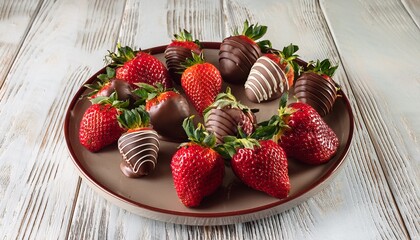 Delicious Chocolate Dipped Strawberries On A Plate