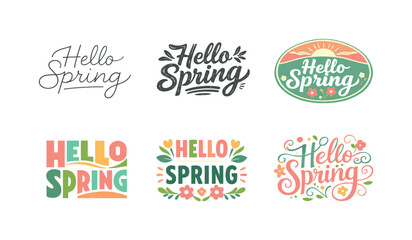 Fototapeta premium Artistic Emblematic Lettering. Soft Spring Palette. Set lettering. harmonious lettering variations of the same emblematic concept, each with different artistic
