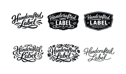 Obraz premium Harmonious Handcrafted Lettering. Handcrafted Label. Set lettering. harmonious lettering variations of the same emblematic concept, each with different