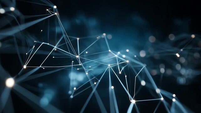 Medium shot of a decentralized network of nodes ensuring secure and tamperproof booking data exchanges.
