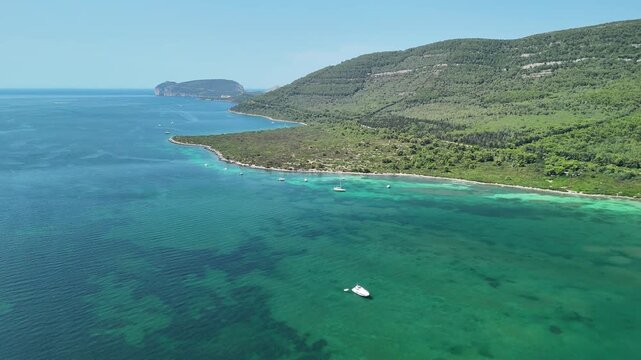 Aerial view of Baia di Conte, Alghero, Sassari, Sardinia, Italy